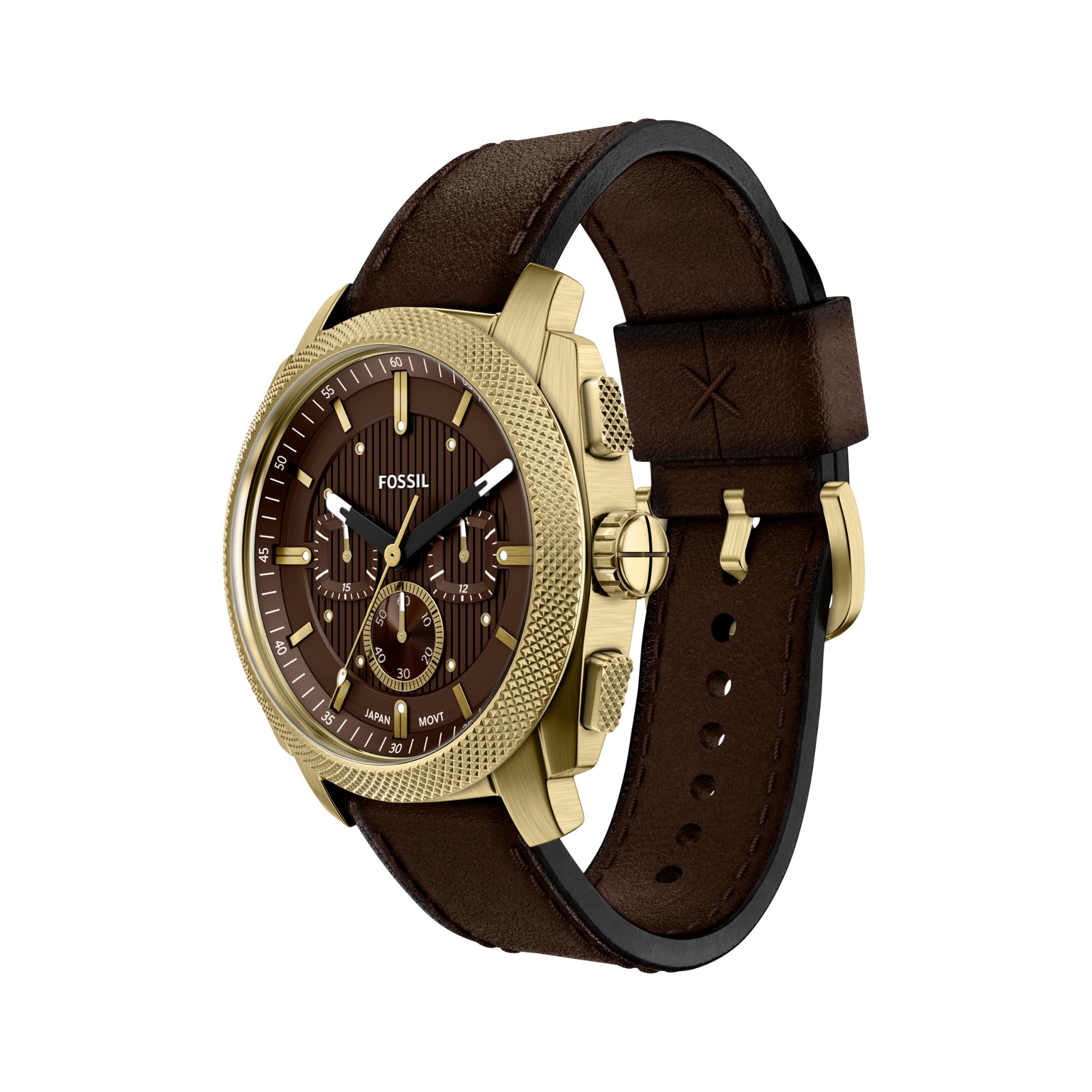 Fossil Machine Reloj para Hombre de Acero Inoxidable Color Dorado de 44MM, FS6188