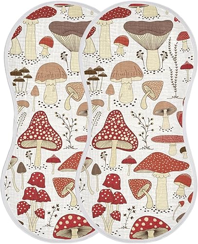 Burbuja Paños para eructos de muselina de hongos, trapos de algodón suaves y absorbentes para niños y niñas recién nacidos, paquete de 2