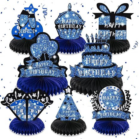 Amazon.com: 8 Pieces Blue Birthday Party Decorations for Men Navy Blue ...
