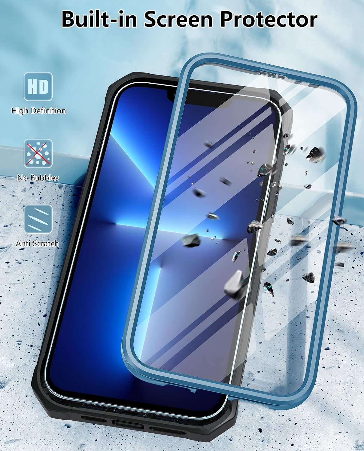 FNTCASE for iPhone 13 Pro Max Case, Belt Clip, Built-in Screen Protector | with Rugged Kickstand, 20FT Military-Grade Drop Protection, Full Body Heavy Duty Shockproof Holster, Hard Protective Cover