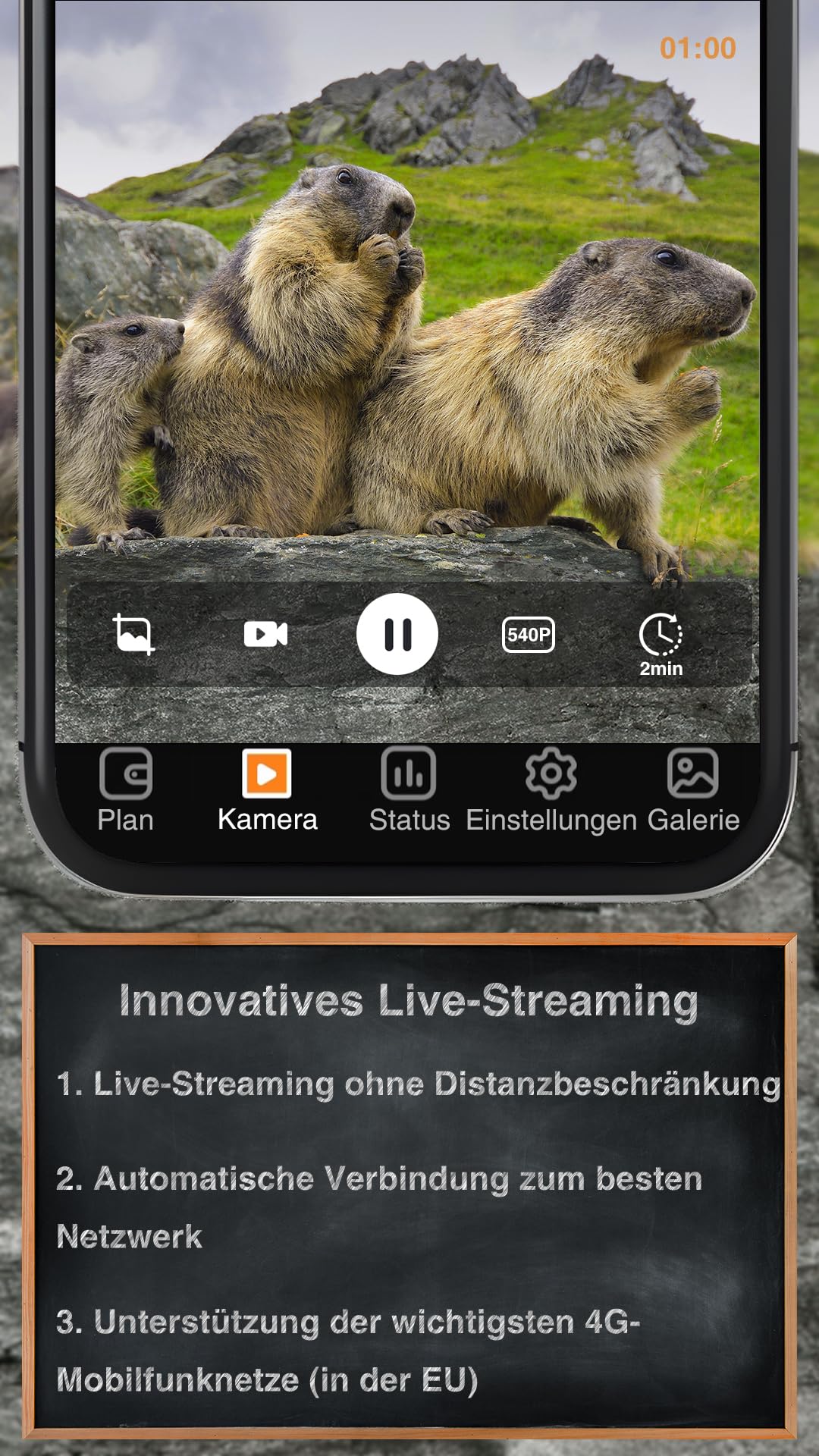GardePro X50 Pro Max 4G LTE Wildkamera mit Live-Streaming, Wiederaufladbare 8000mAh Akku, integrierte SD Karte, 48MP 1296P, X50PLMB Wildtierkamera mit bewegungsmelder nachtsicht, Handyübertragung