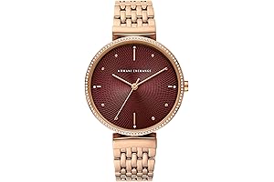 A|X Armani Exchange Women's Three Hand Rose Gold-Tone Stainless Steel Bracelet Watch