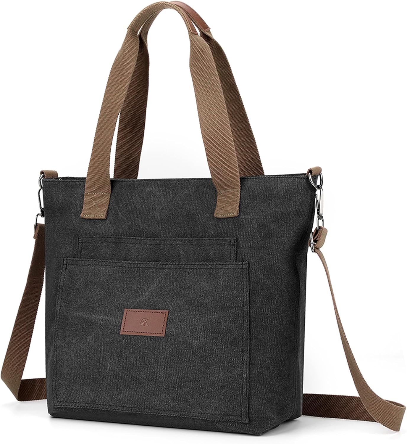 Canvas Tote Bag for Women A4 Handbag with Zipper Shoulder Bag for Shopping Travel Work