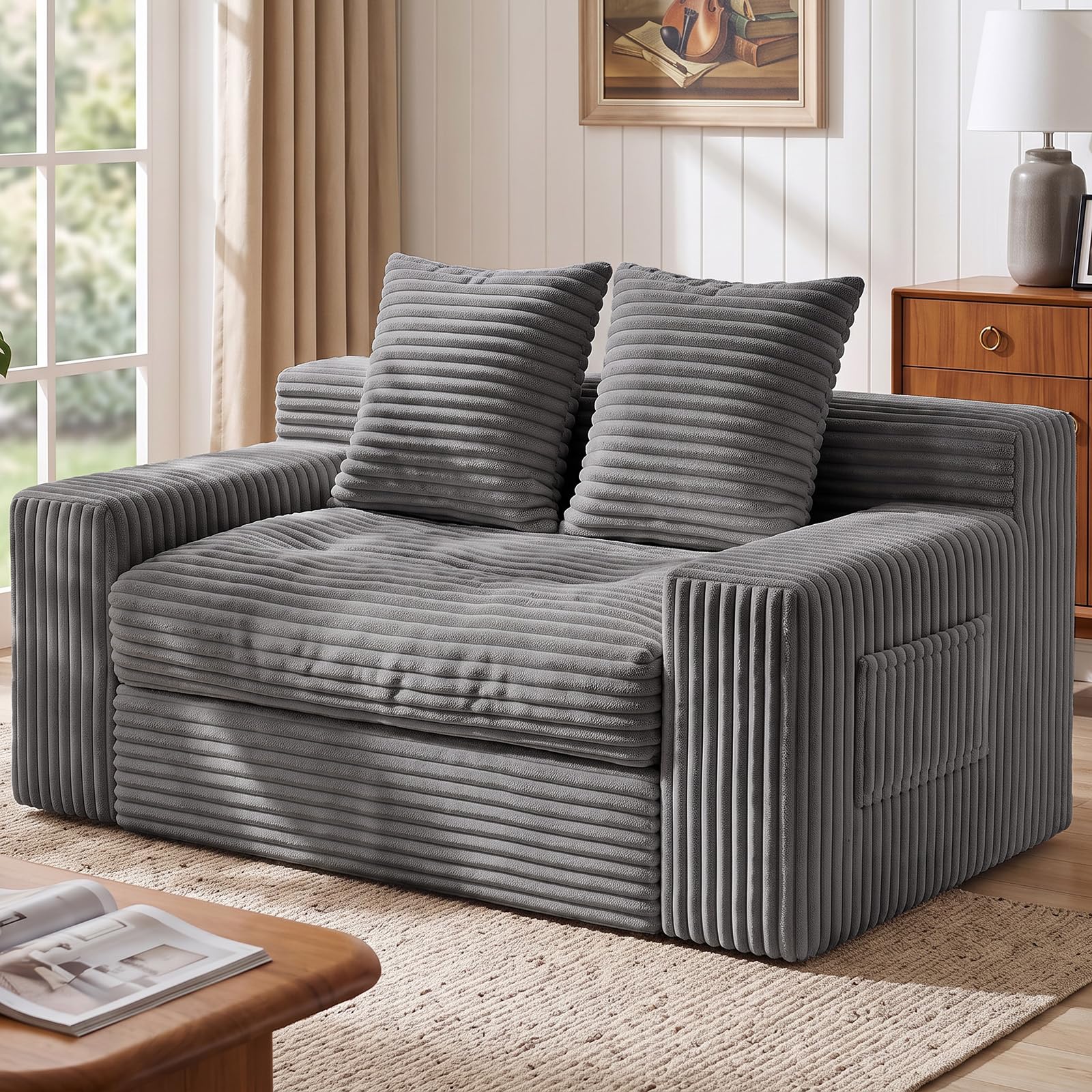 Boneless Couches for Living Room, 2 Seater Memory Foam Loveseat