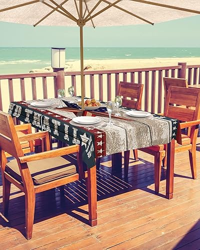 Miniatura 2 de QueenKer Mantel para exteriores con agujero para paraguas, Día de la Independencia, bandera estadounidense, celebración de pentagrama, mesas