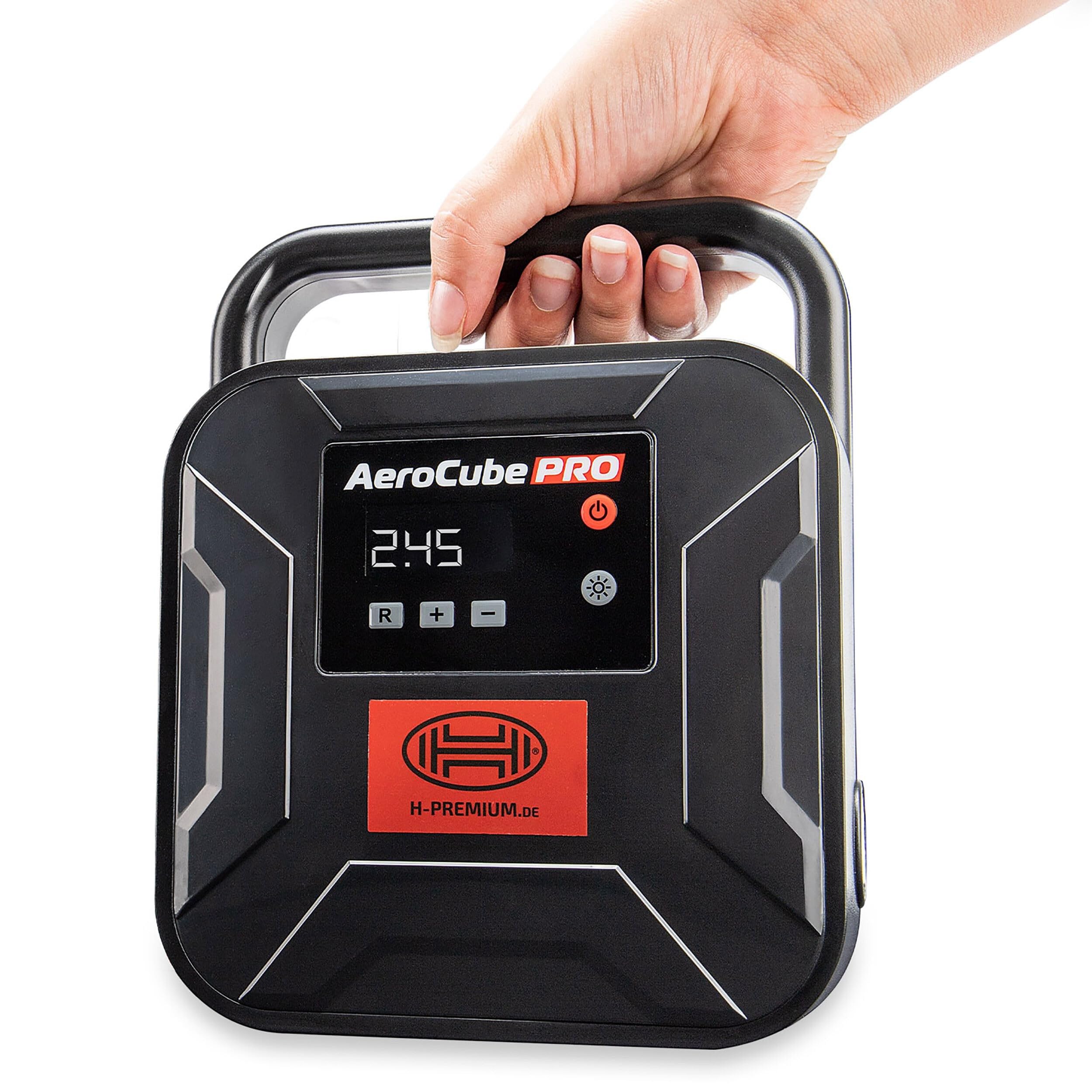 HEYNER® Compressore mini I, borsa I 12 V/120 W, aria compressa 10 bar/150 PSI, manometro digitale, illuminazione a LED, pompa ad aria elettrica, compressore portatile, 10 bar, accendisigari