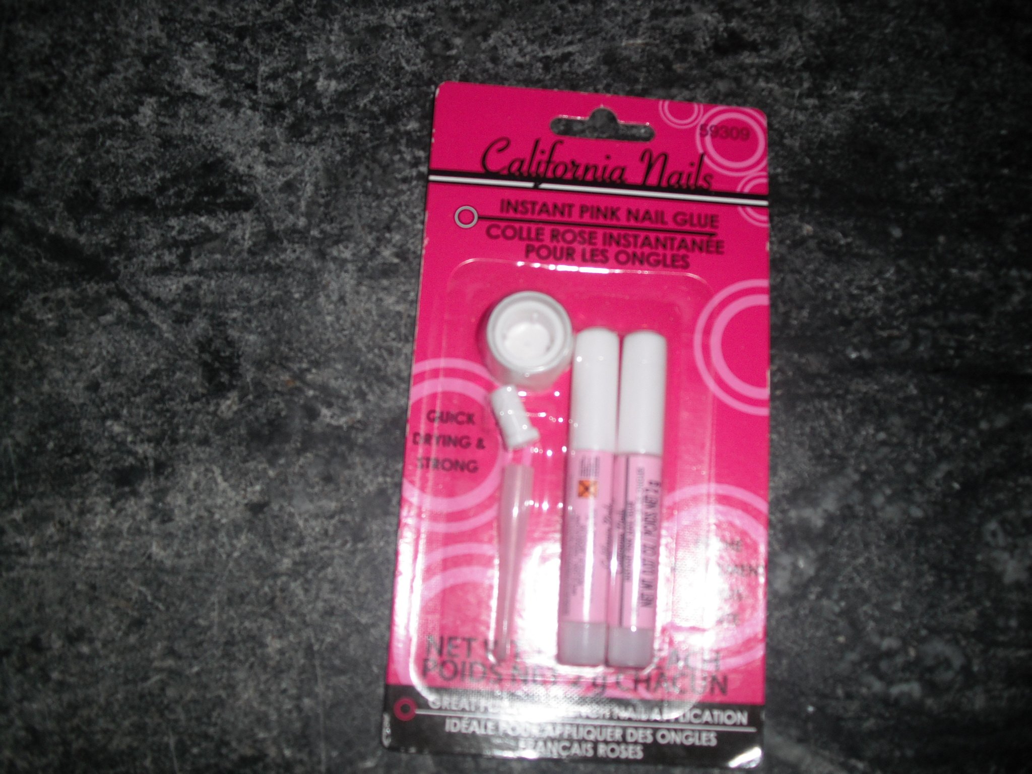 Instant Pink Nail Glue by California Nails, 59309, Quick Drying & Strong, 0.01 Oz each, 2 pack