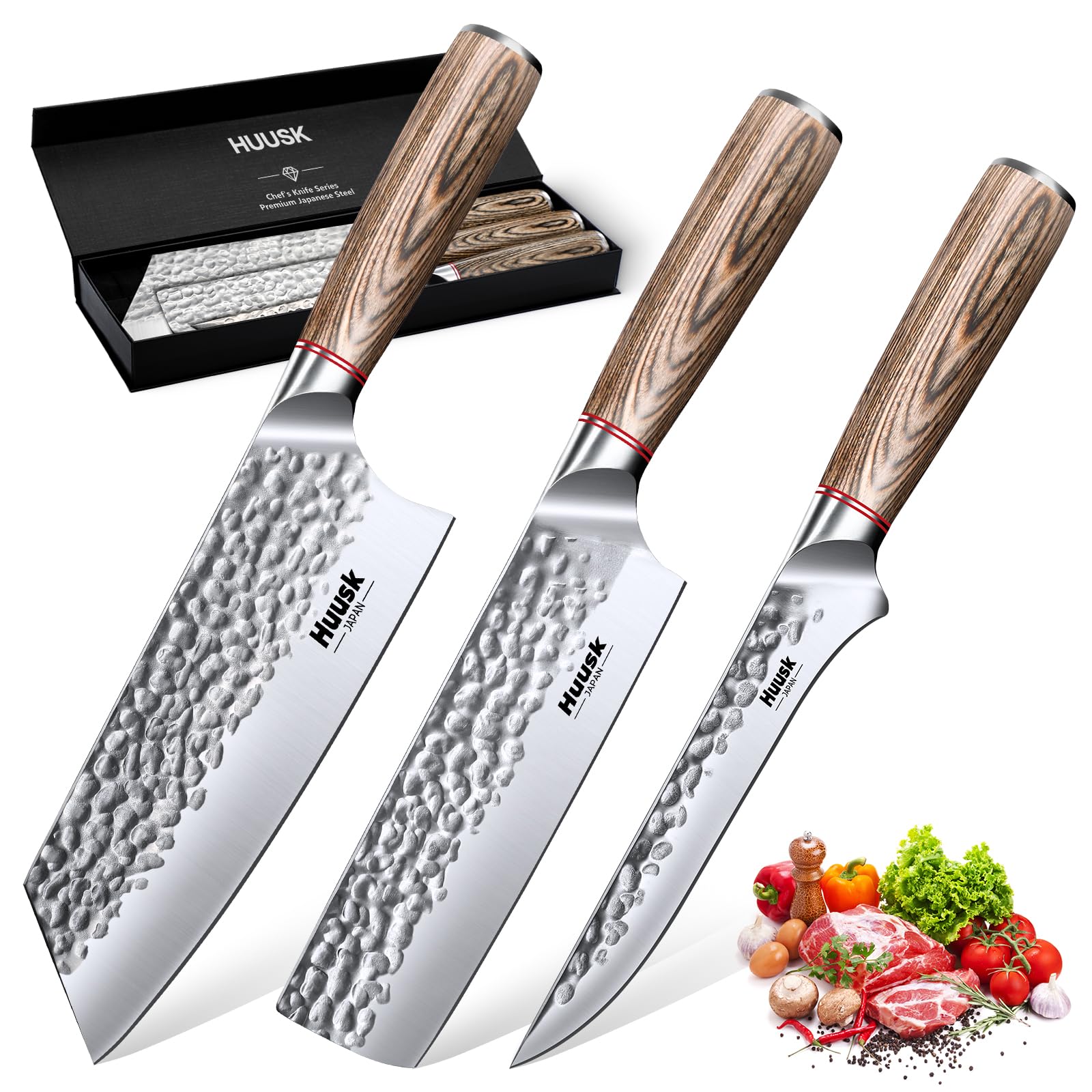 Huusk Japanese Kitchen Knife Set of 3, Professional Chef Knives Set — Amazon image 11