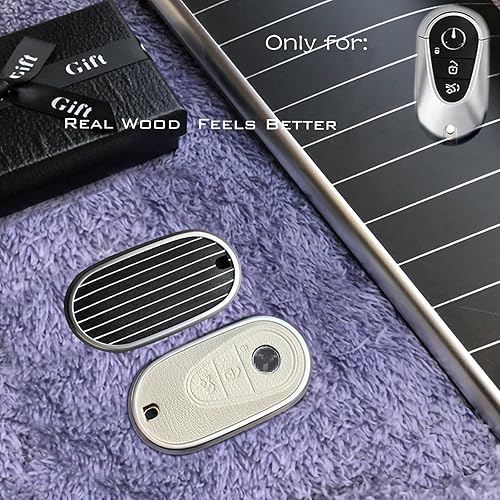 Miniatura 3 de Funda para llave de Mercedes Benz, hecha de chapa de madera real, de cuero auténtico, para llavero compatible con C GLC E S, ect 2022-2023 (roble