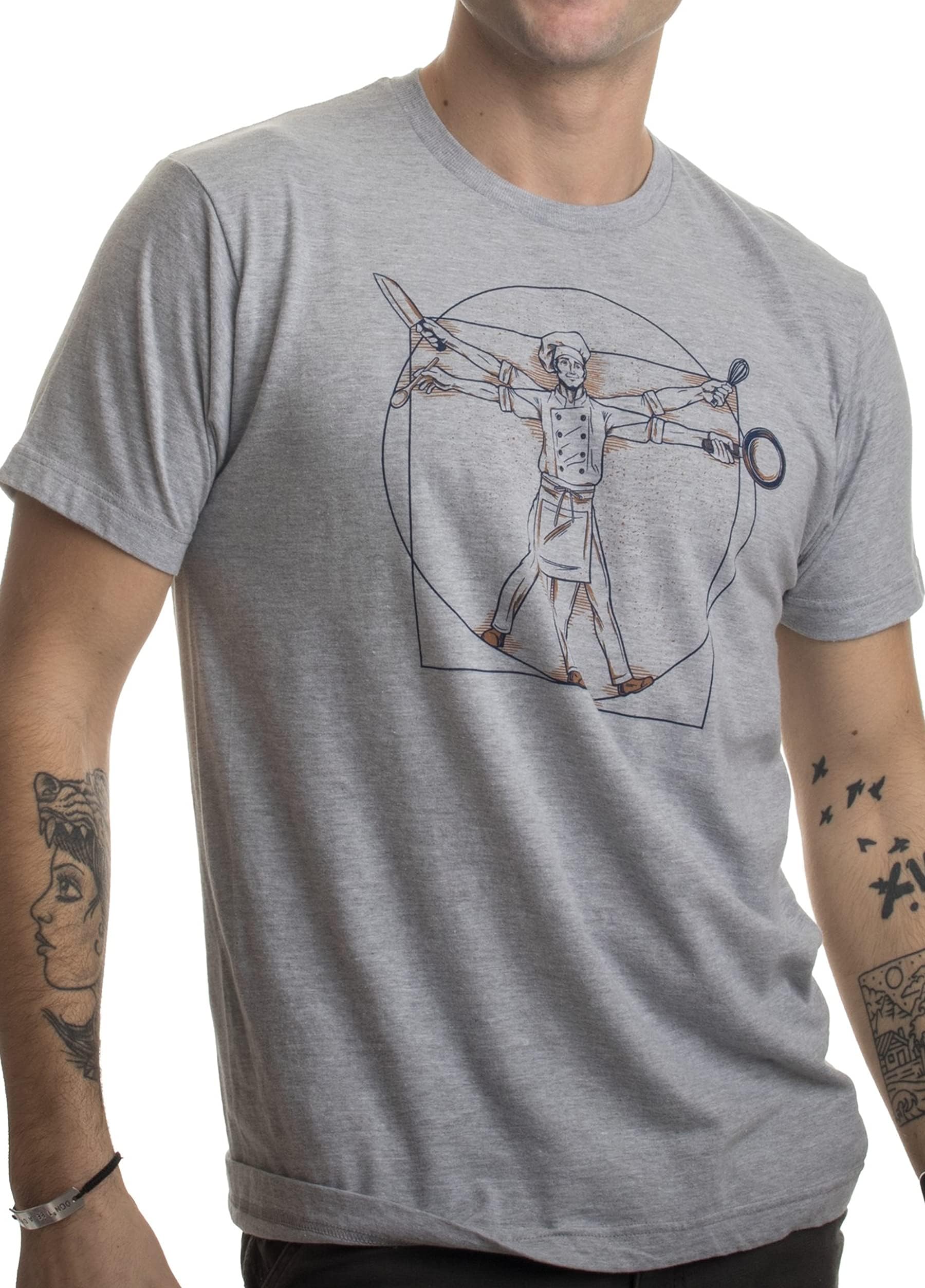 Ann Arbor T-shirt Co.Vitruvian Chef | Funny Cook Restaurant Kitchen Worker Food Cooking Humor T-Shirt