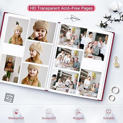 Vista 110 de popotop Álbum de fotos de 4 x 6 – 100 fotos libros con 100 bolsillos verticales, álbumes de cubierta de lino para familia, boda, aniversario, fotos