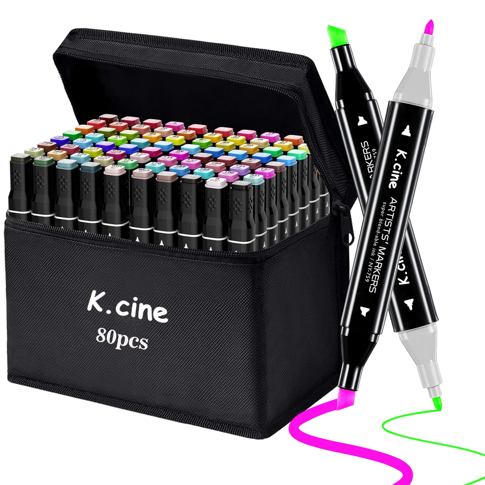 Amazon.com: K.CINE Alcohol Markers, 80 Permanent Art Coloring