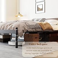 Vista 7 de COMASACH Base de cama resistente de tamaño individual con almacenamiento y tapón de colchón, marco de cama de metal con plataforma, no necesita