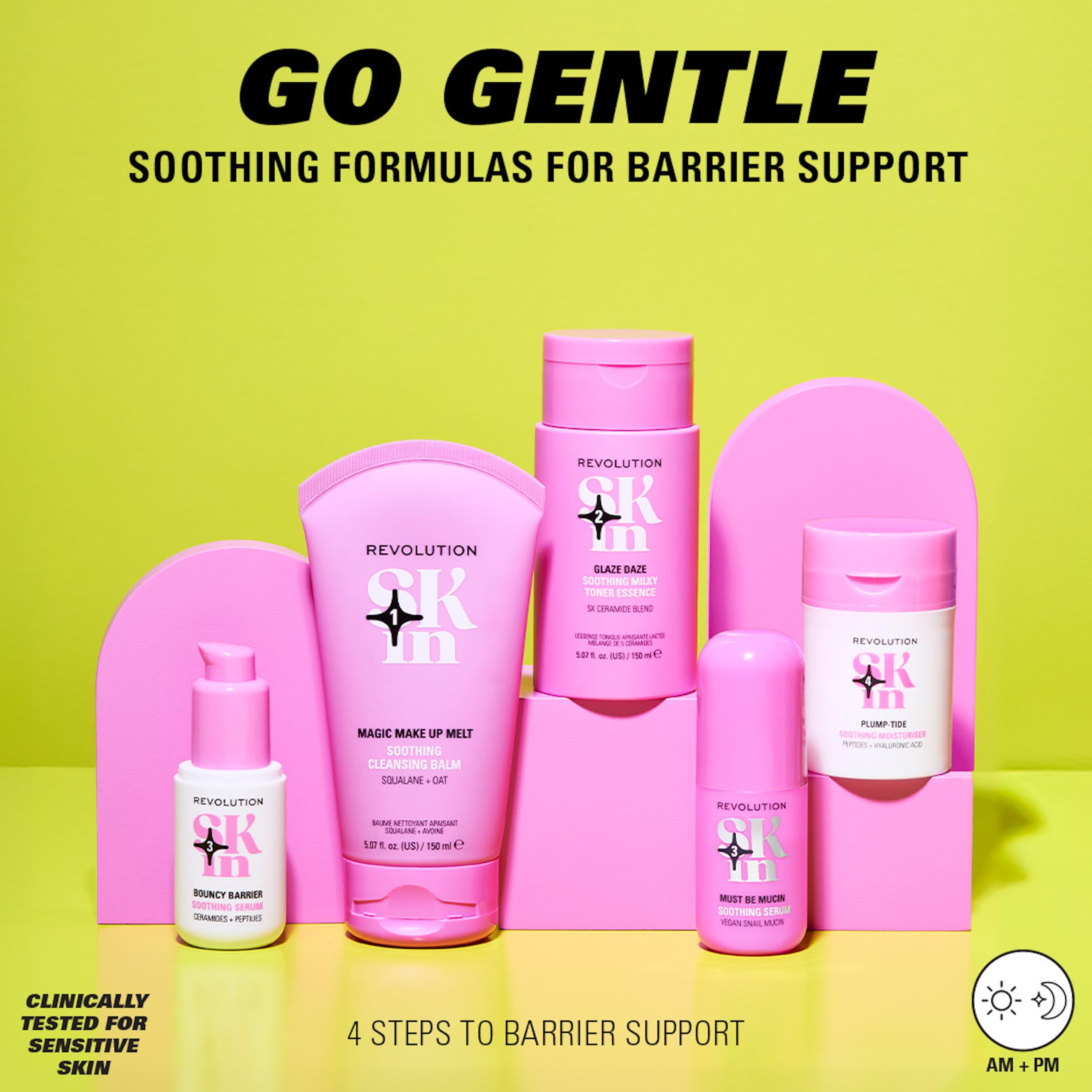 Revolution SKin, Go Gentle Starter Kit, Set Viso Delicato con Detergente, Tonico, Siero e Crema Idratante, Vegano e Cruelty-Free, 4 Prodotti