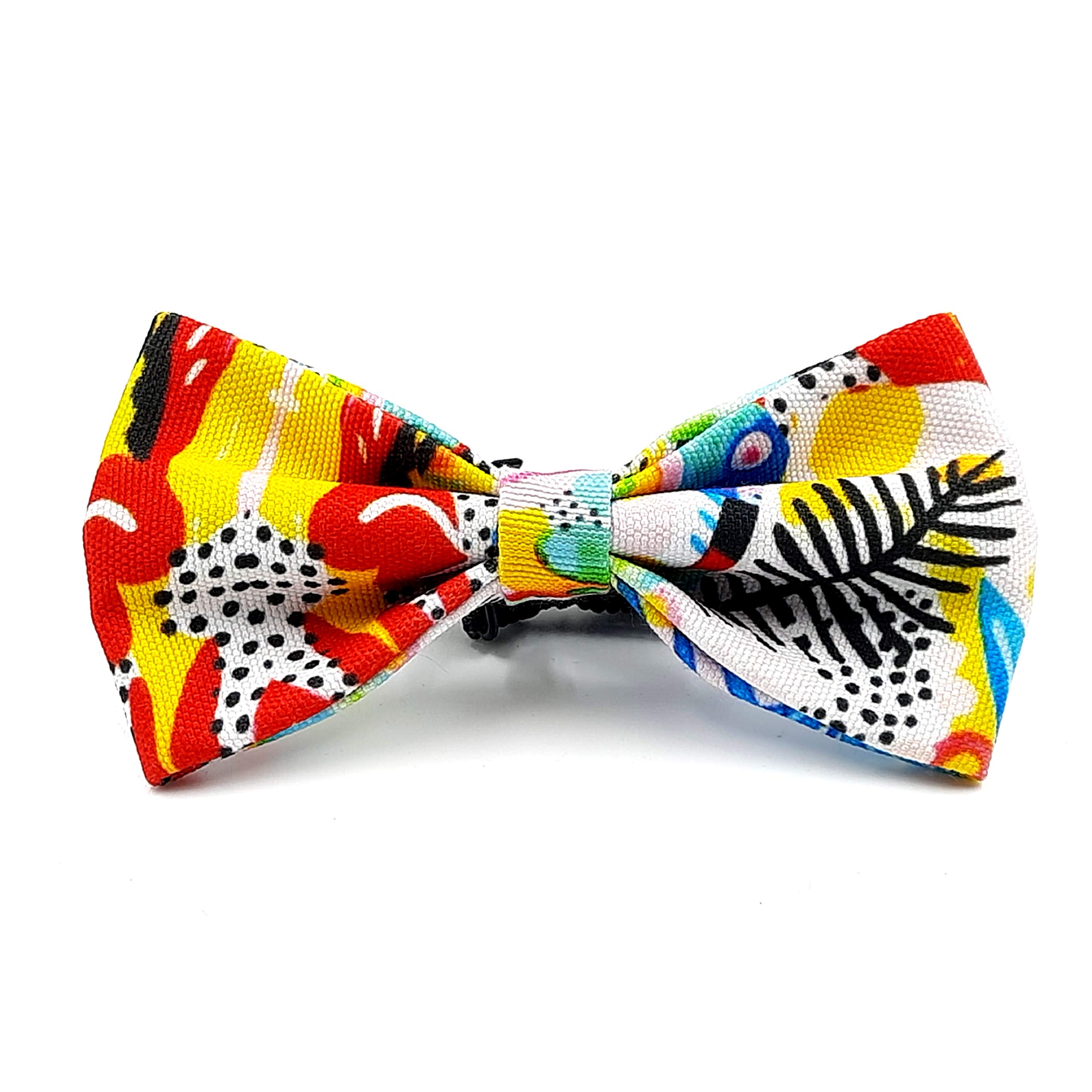 Goofy Tails X Design Chefz Summer Staycation Bow Tie for Dogs | Dog Bow tie for Cats & Dogs (Abstract Design, Multicolor) (Medium)