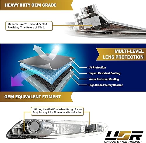 Miniatura 8 de USR DEPO 03-06 R230 SL Class AMG - Juego de luces laterales transparentes para parachoques (izquierda + derecha) compatible con Mercedes Benz R230