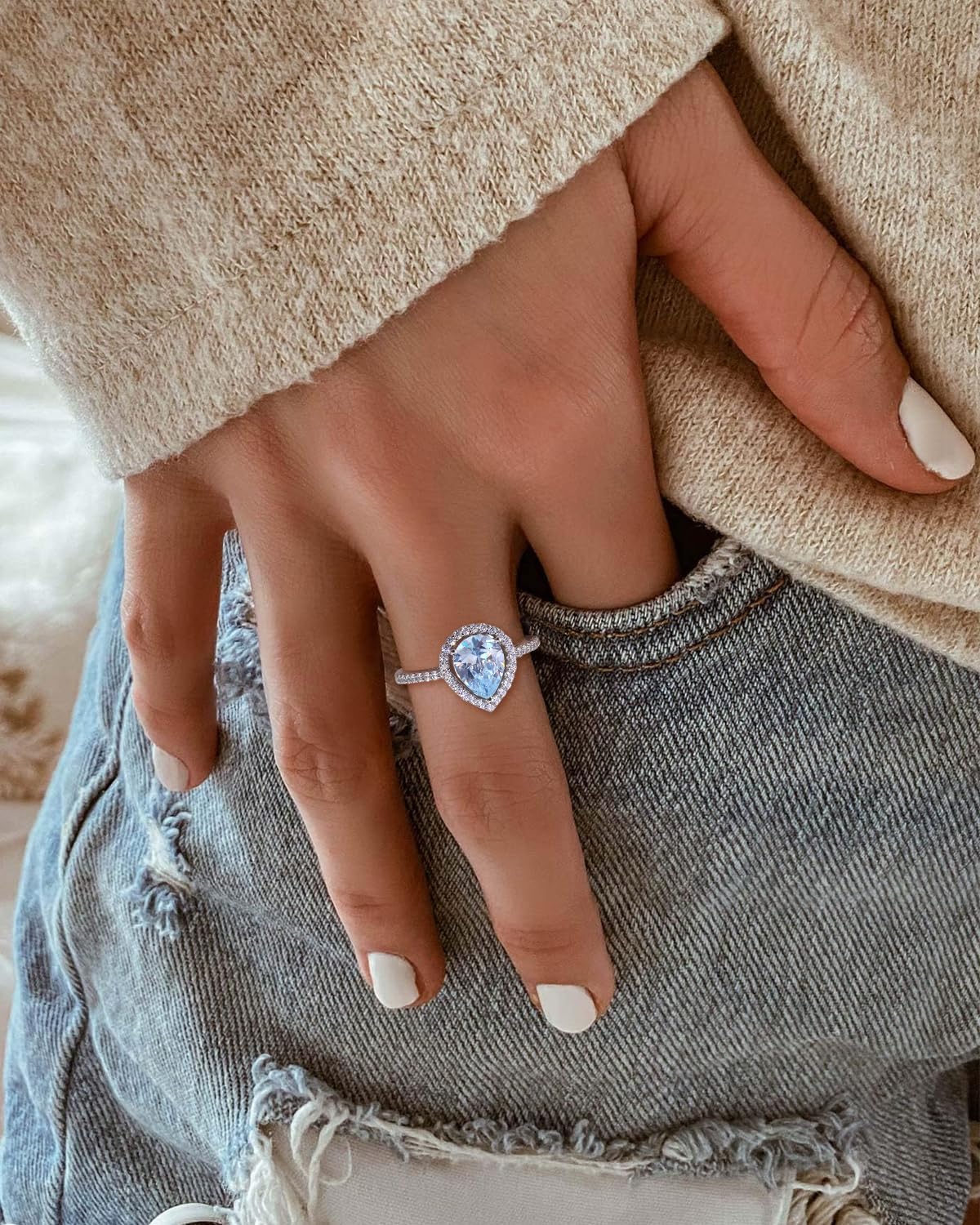 925 Sterling Silver/14K Gold Plated Heart/Square/Pear Shape Rings for Women Created Gemstone Engagement Birthday Party Jewerly(with Box)