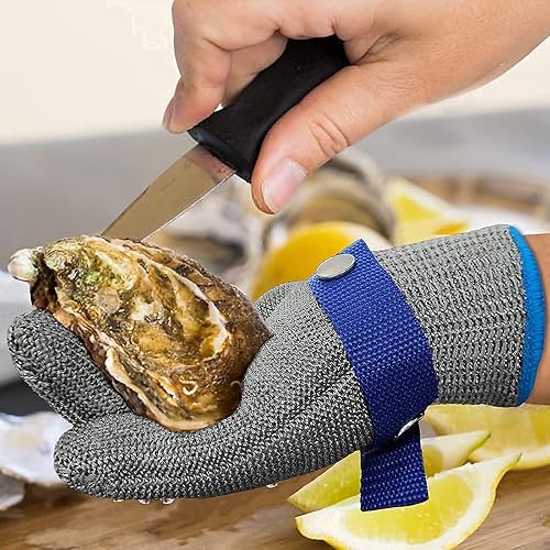 Miniatura 8 de TS 2.0 ANSI A9 - Guante resistente a los cortes de malla de acero inoxidable, guante de alambre de metal, duradero, a prueba de óxido, fiable para