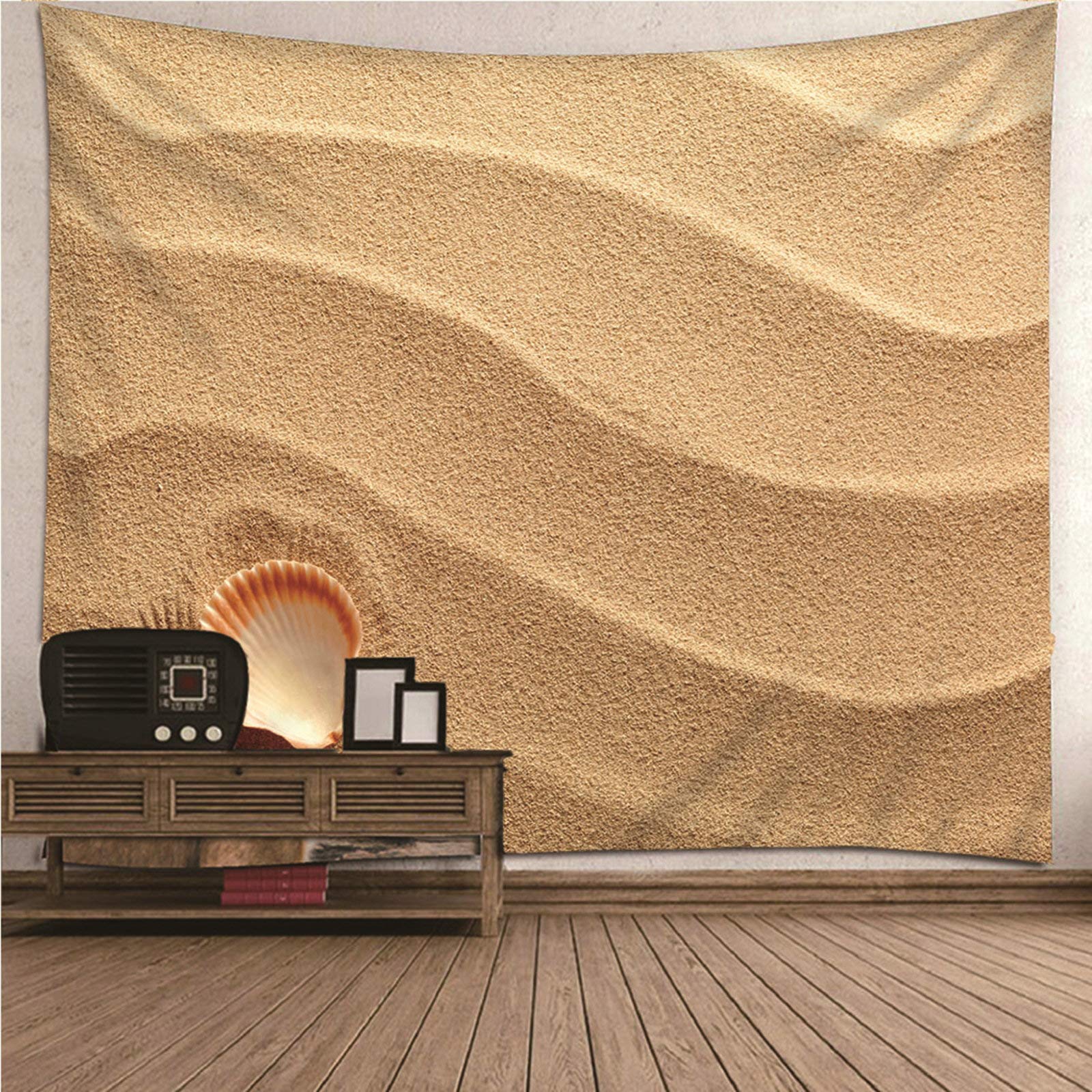 Tapiz de pared de playa en color marrón de poliéster y medidas 210x140 CM