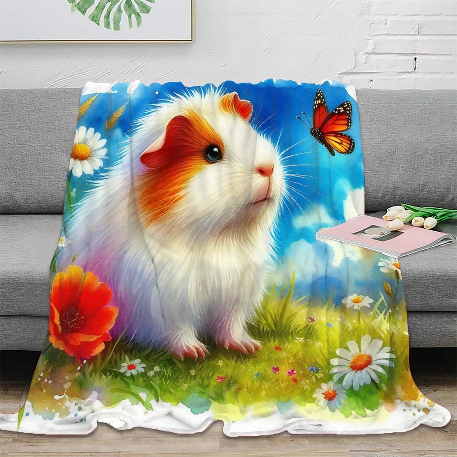 Couverture cochon d'Inde microfibre anti-froid pour lit ado