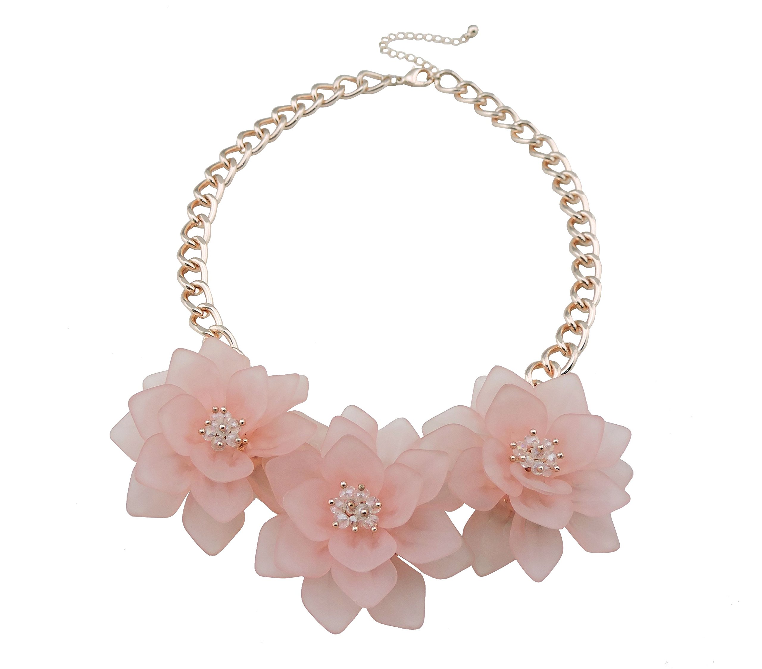 Statement 3 Flower Choker Acrylic Charm Pendant Necklace for Women Gift