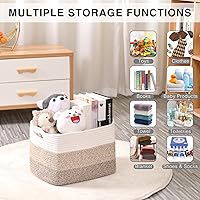 Vista 4 de Cestas de almacenamiento para organizar estantes, cestas de cuerda de algodón tejida para organización del cuarto del bebé, organizador de libros