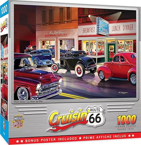 MasterPieces Cruisin' Route 66 - Rompecabezas de 1000 piezas de colección.