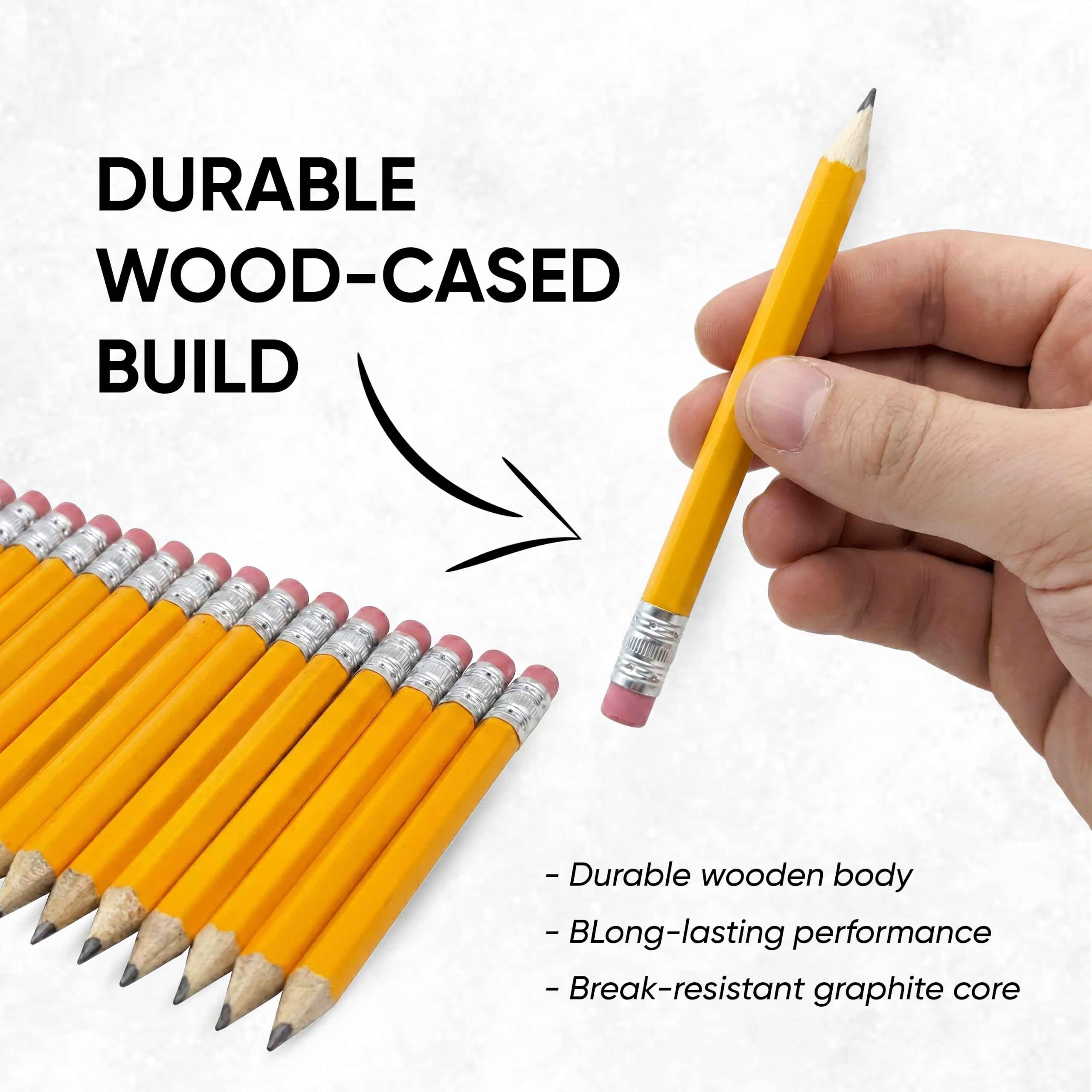 Lot de 150 mini crayons de golf HB #2 en vrac avec gomme, étui en bois de 8,9 cm, mini crayons pré-taillés en vrac pour enseignants, articles essentiels de classe, fournitures de rentrée