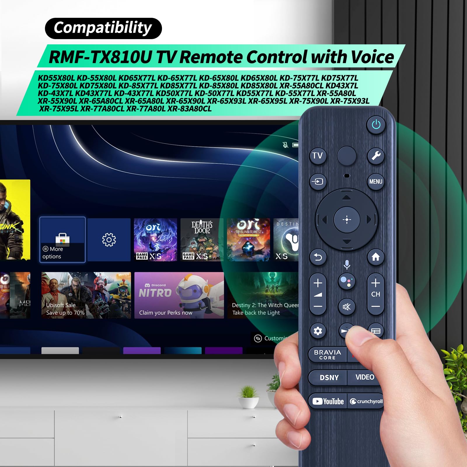 RMF-TX810U Telecomando per TV vocale Sony 2023 4K Bravia Smart TV, compatibile con XR-83A80L XR-85X90L XR-85X93L XR-85X95L XR-98X90L XR55A80CL