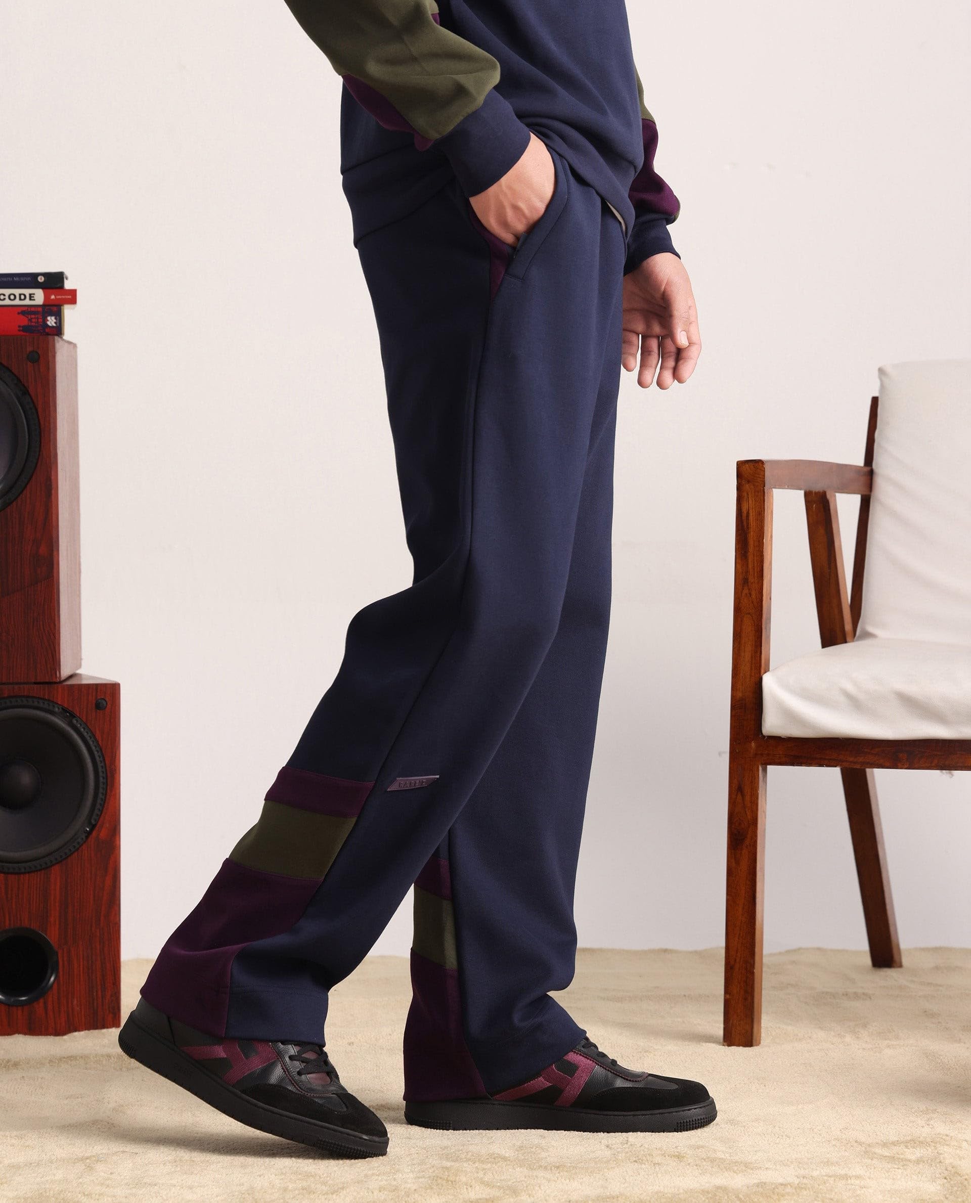 RARE RABBIT Men's Armon-1 Navy Plain Regular Fit Track Pant 1