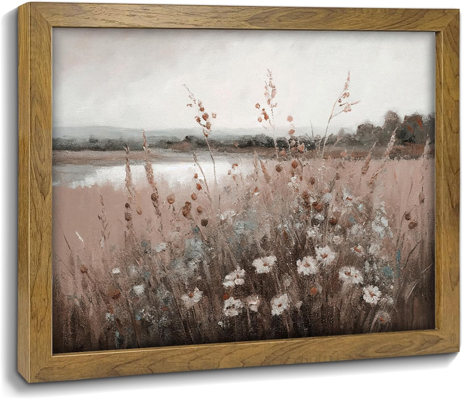 Vintage Landscape Canvas Wall Art Wildflower Field