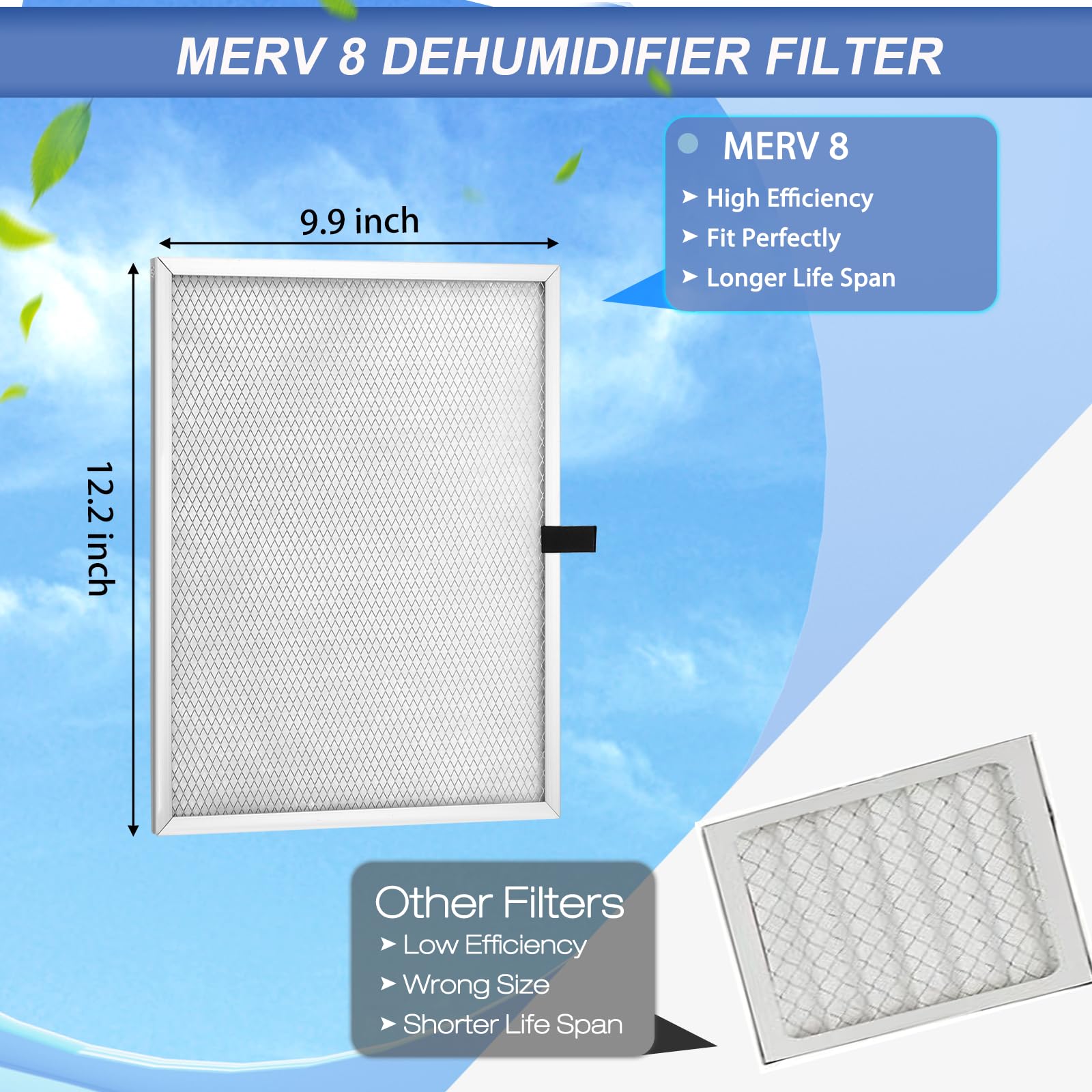 YDATTH 6 Pack MERV 8 Replacement Set Dehumidifier Filter Compatible with Commercial Storm LGR Extreme,Only Applicable to Storm LGR Extreme Dehumidifier, filter Size 12.2x 9.9 x 0.4