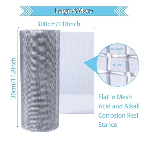 Miniatura 4 de Rollo de malla de alambre de 11.8 pulgadas x 9.84 pies, malla de 20 pulgadas de acero inoxidable 304, malla de alambre tejido de malla que nunca se