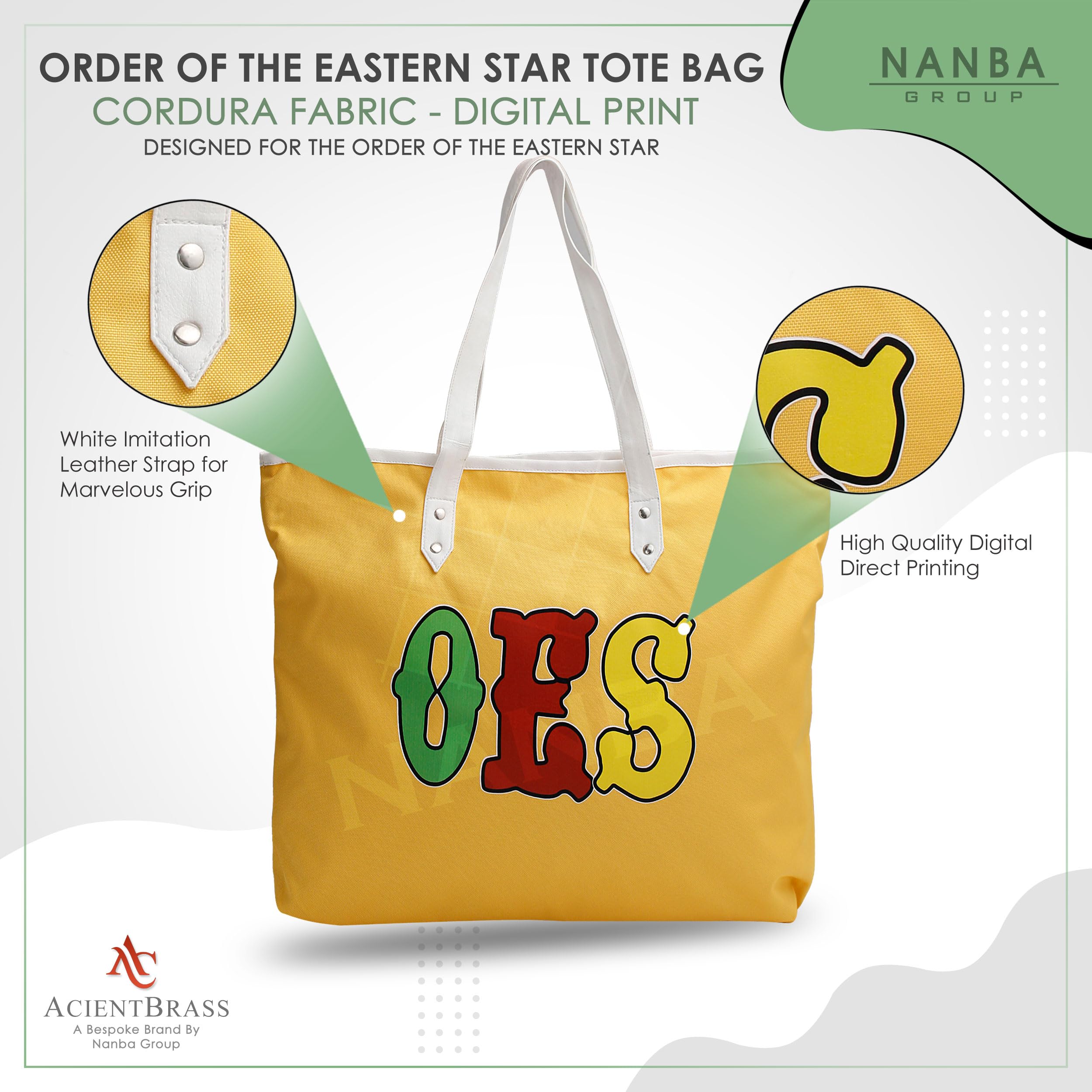 ACIENTBRASS Order of the Eastern Star Tote Bag for Women – OES Waterproof Cordura Shoulder Handbag with Wallet-IMPROVED