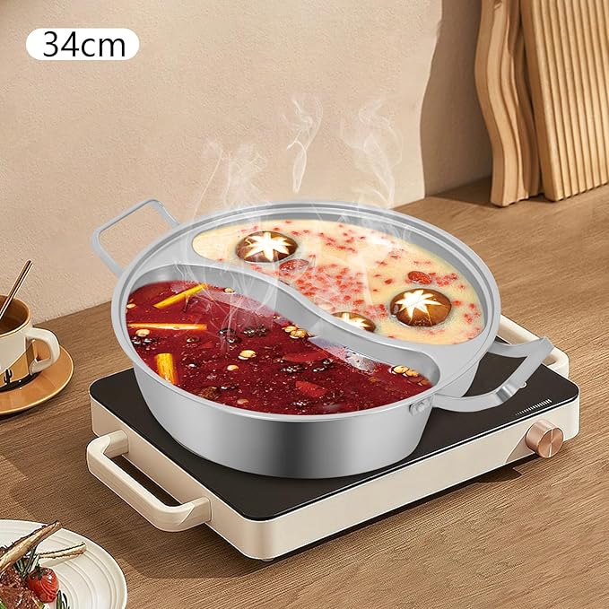 Olla doble sabor 7L con división, acero inoxidable, para 6-8 personas miniatura 5