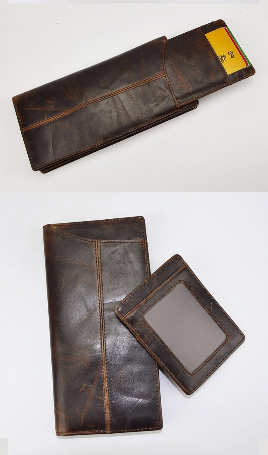 Le'aokuu Mens Genuine Leather Bifold Wallet Organizer Checkbook Card Case(0 1019 A Coffee) - Image 4