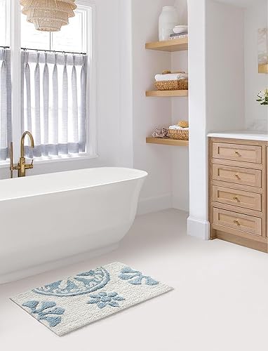 Miniatura 2 de Chic Home Sarabi - Tapete de baño de algodón de lujo, antideslizante, suave, absorbente, duradero, lavable a máquina, tamaño extragrande, 24 x 40