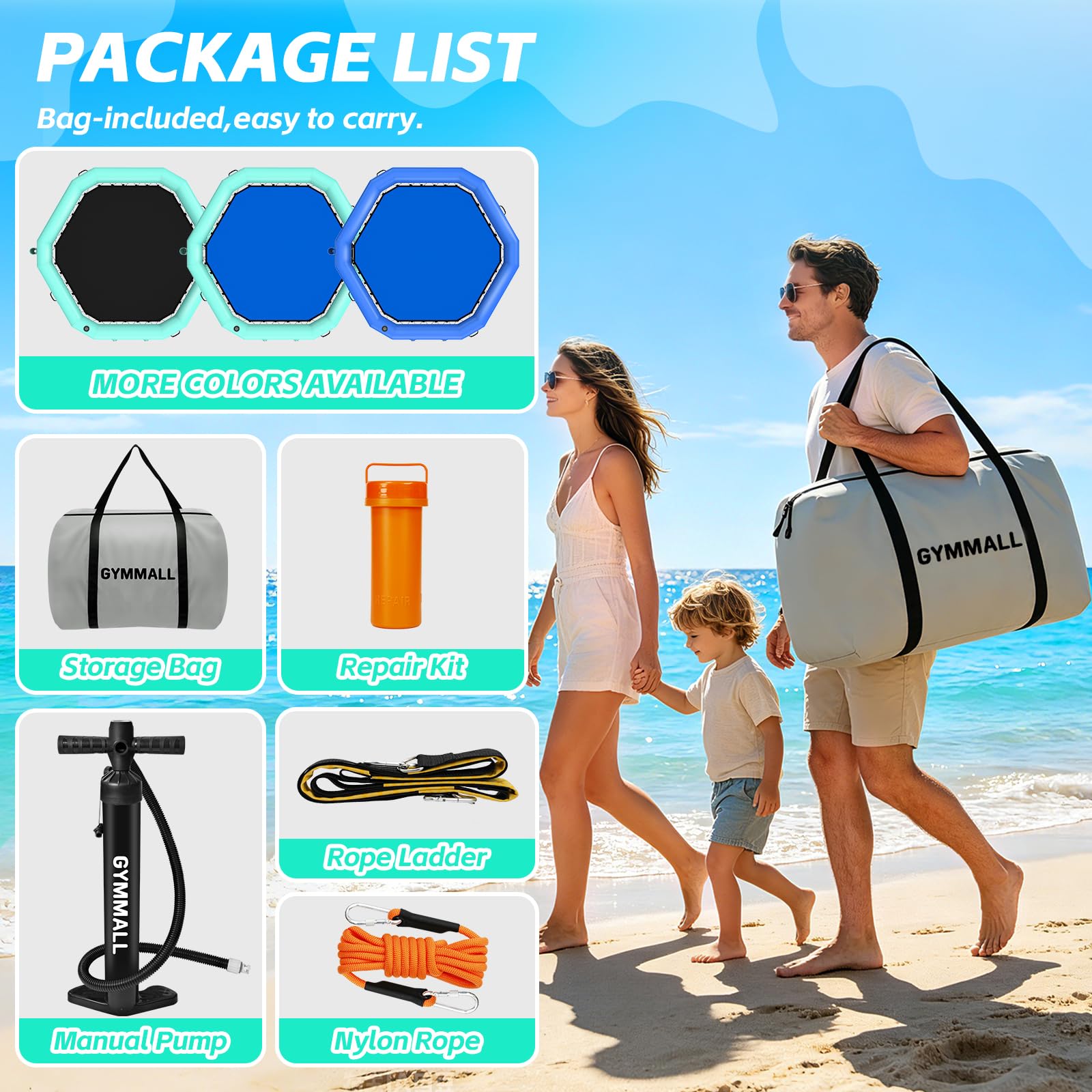 Muelle flotante inflable, plataforma flotante inflable hexagonal para adultos,Muelle flotante con escalera para piscina, lago, playa