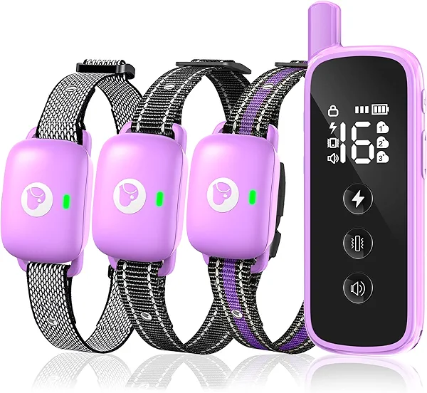 Heaflex Dog Traning Collar - 2600FT Shock Collar for Dogs with Remote Control, IPX7 Waterproof 3 Modes (Beep/Vibration/Shock) Ecollar, Security Lock for Large Medium Small Dogs, Purple
