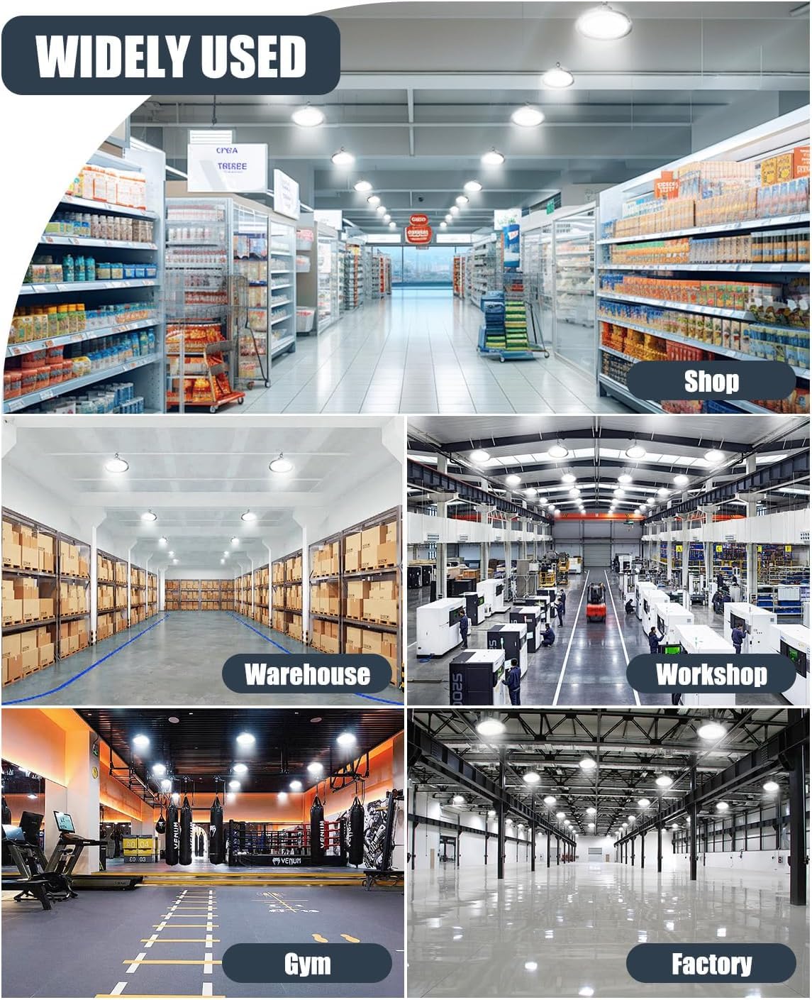 200W Adjustable LED High Bay Light - 100W 150W 200W Selectable 0-10V Dimmable 130LM W Super Bright 6500K — view 8