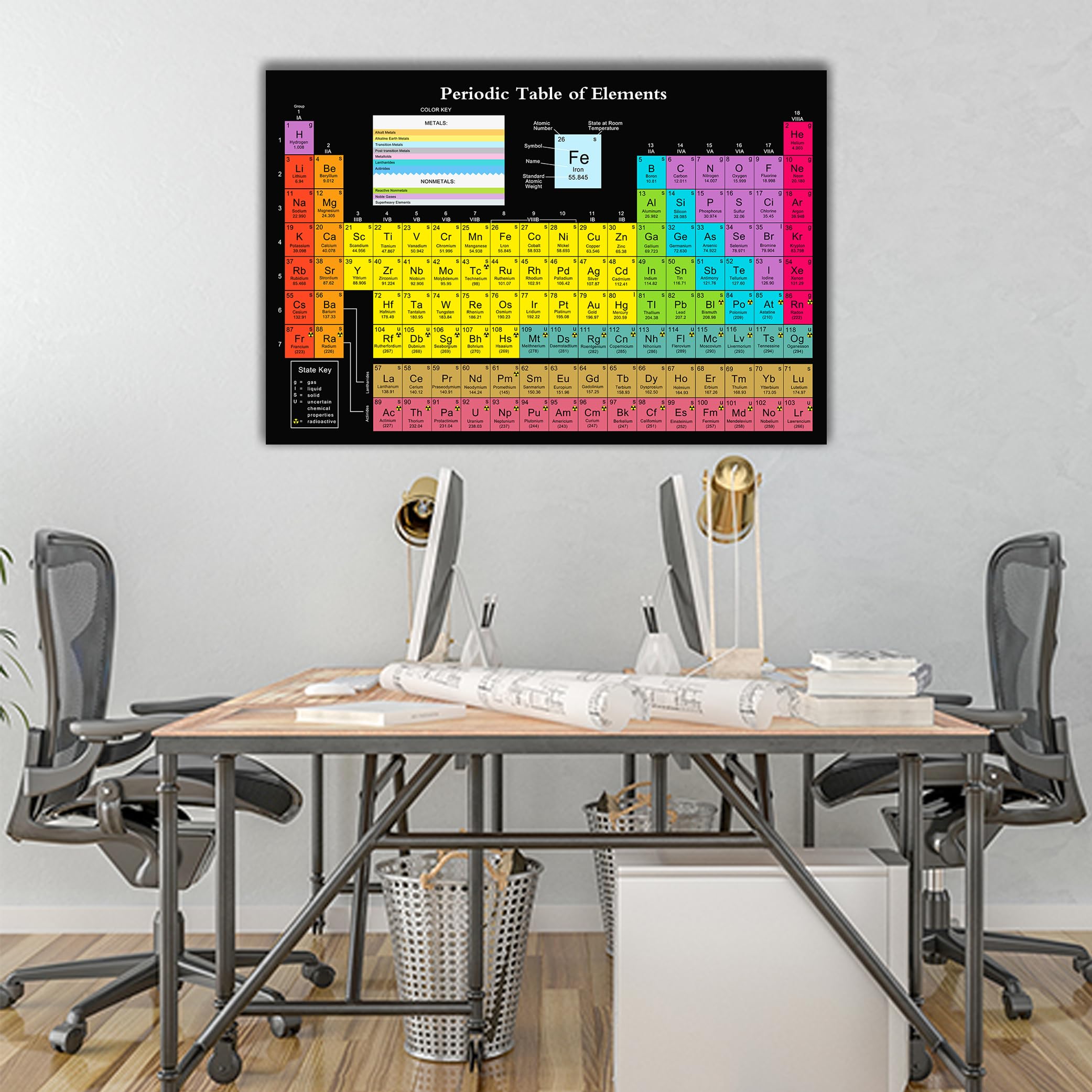 Kvsyaw Periodic Table Science Poster With Real Elements 2023 Black ...