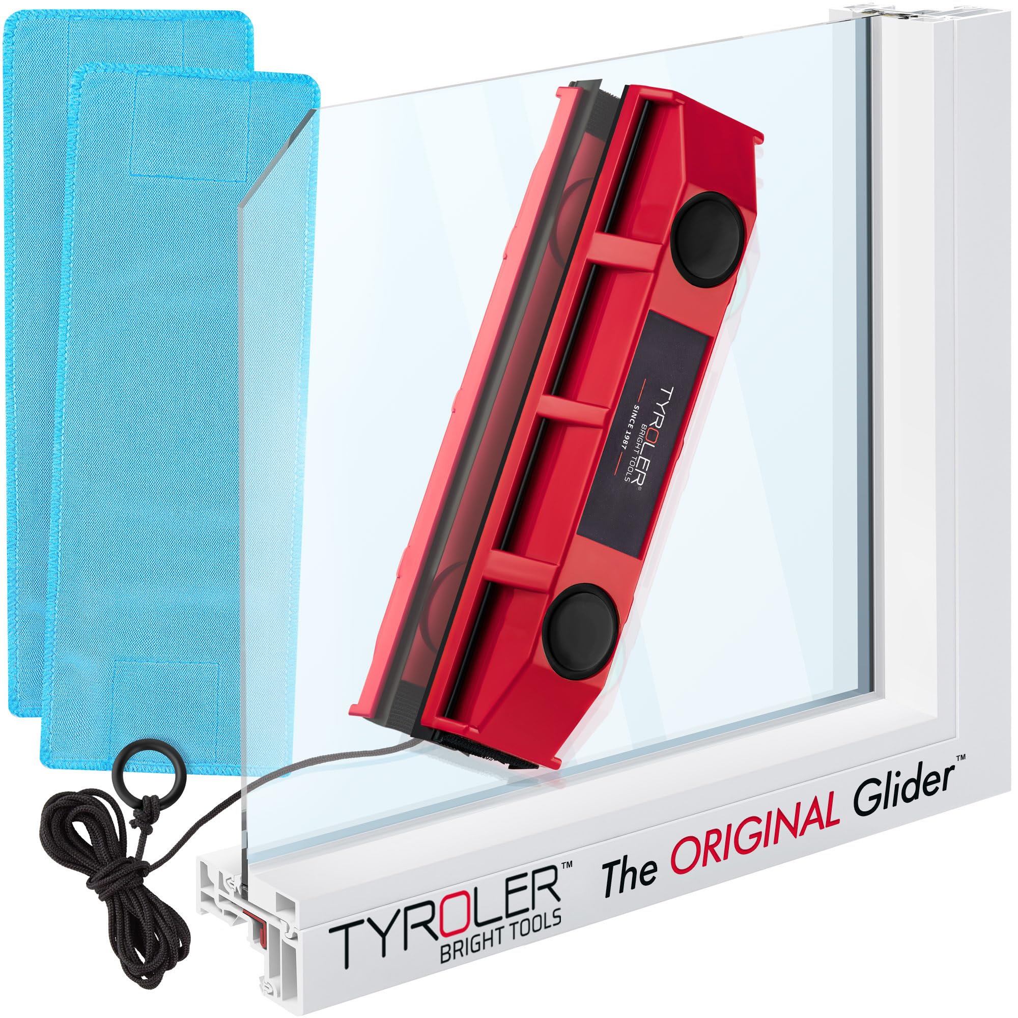 Tyroler Bright Tools Glider S-1 Magnetic Window Cleaner for Single Glazed Windows, 0.1"-0.3" Thickness