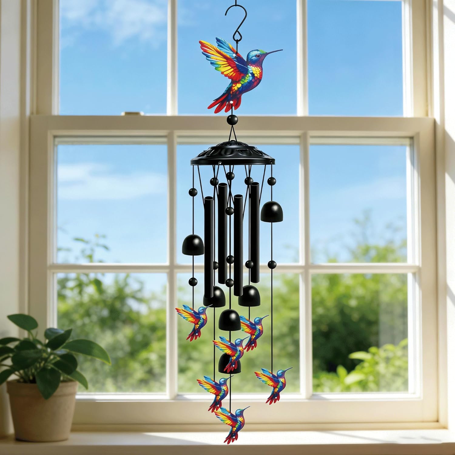 Metal Hummingbird Wind Chimes for Outside, Outdoor Hanging Wind Chime Decor, Memorial Sympathy Bereavement Gifts for Loss of Loved One/Mother/Father/Husband, Condolence & Remembrance Gift