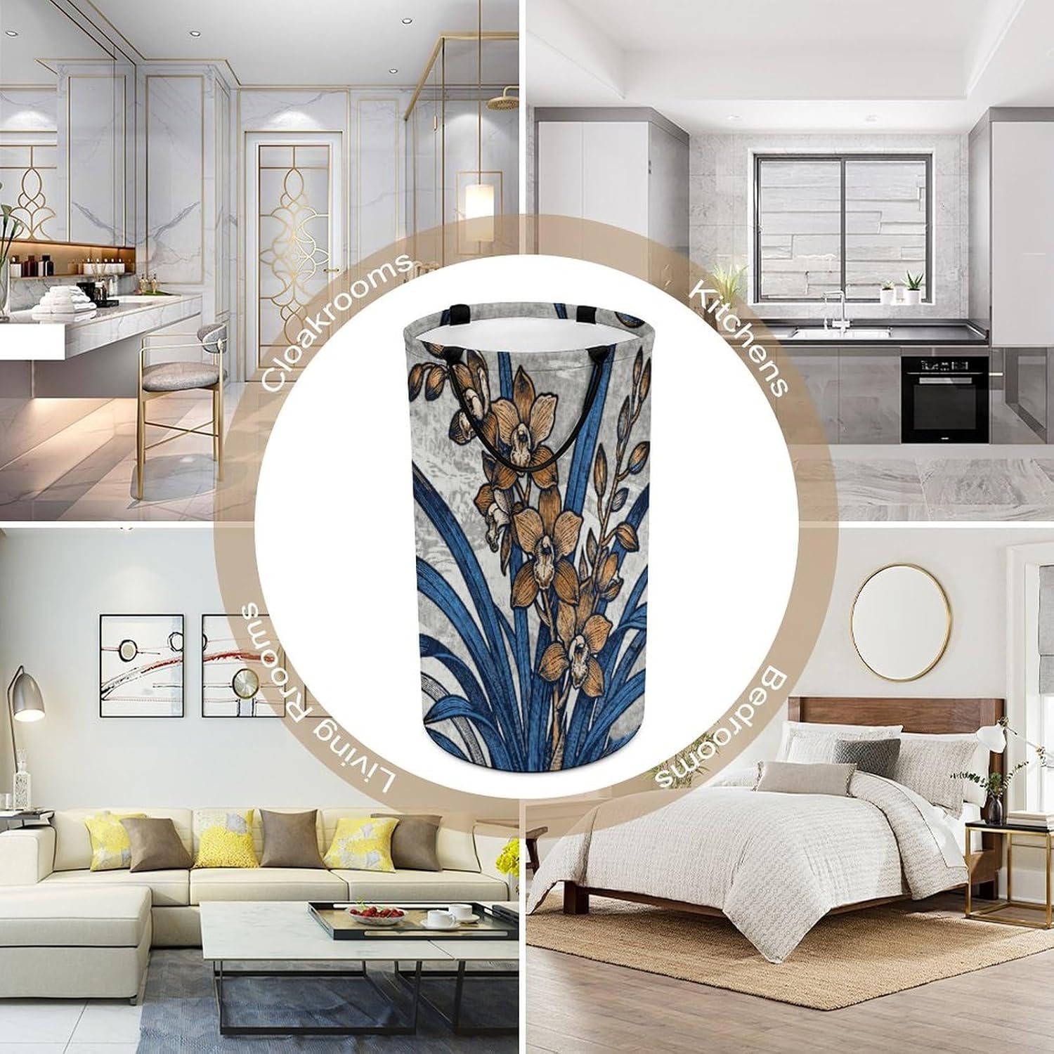 Orchid Laundry Hamper Fashion Dirty Laundry Hamper Portable Laundry Hampers with Handles Lightweight Large Clothes Storage Basket for Bedroom Bathroom