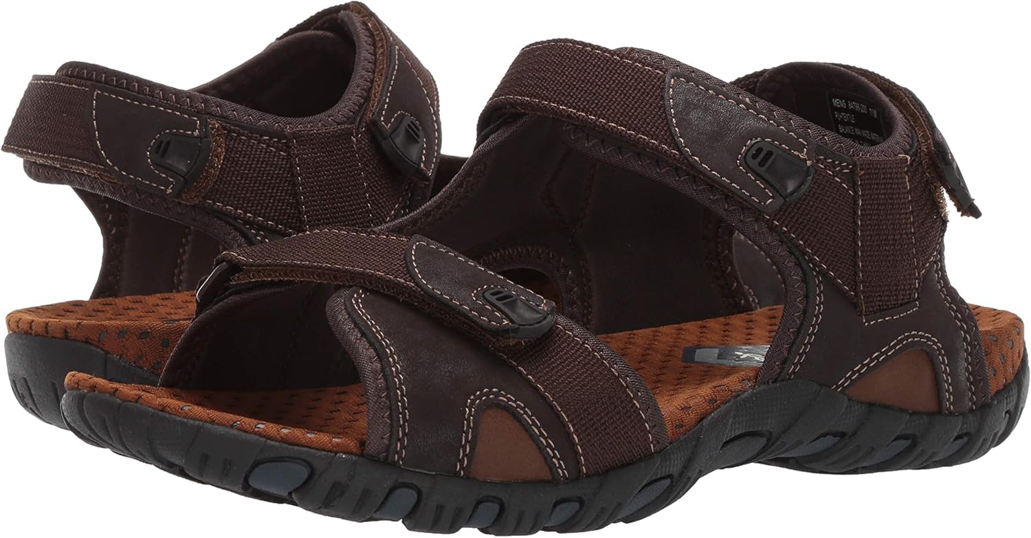 Nunn Bush Men's Rio Bravo Three Strap Outdoor Sport River Sandal With Hook and Loop