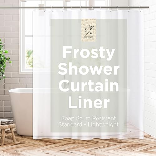 Miniatura 13 de Stitch & Stone Forro de cortina de ducha, Premium ligero duradero impermeable 4g PEVA para baño con imanes con peso, tamaño estándar 70" x 72"