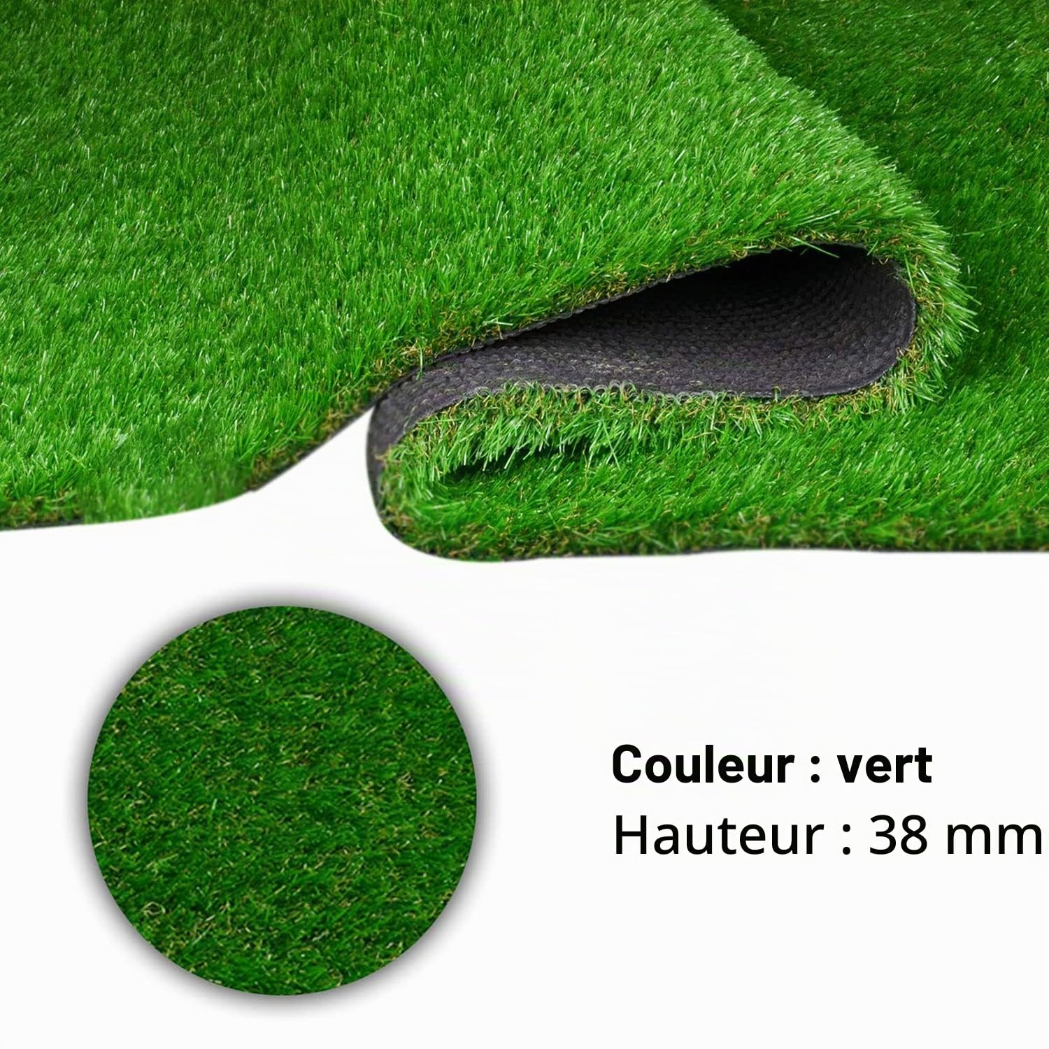 MDEKOR Gazon synthetique exterieur Hauteur totale 38 mm. Rouleau en 2m de large 250x200 cm