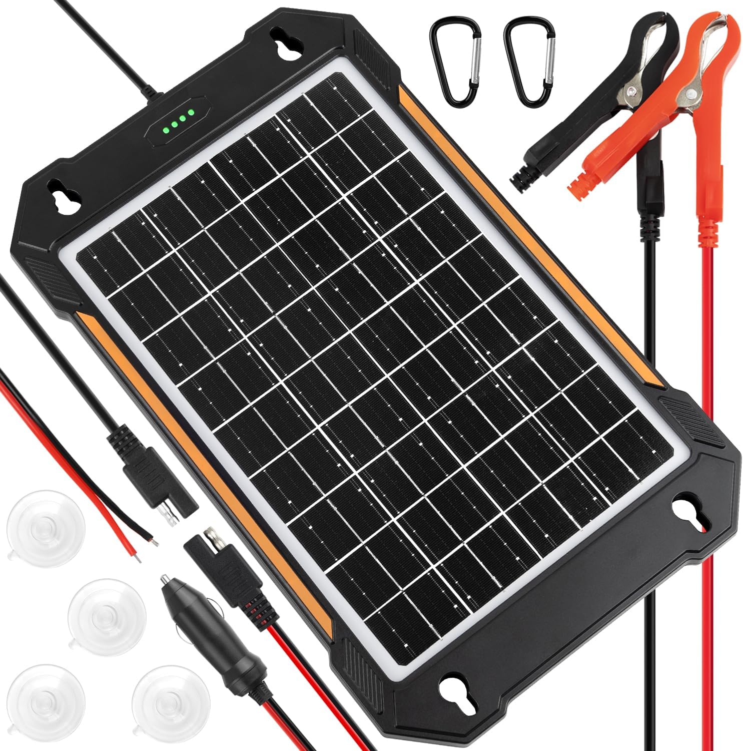 TBER Waterproof 12W 12V Solar Battery Charger & Maintainer Pro, Built-in UltraSmart MPPT Charge Controller, 12 Volt Solar Panel Trickle Charging Kits for Car Automotive Boat Marine RV Trailer