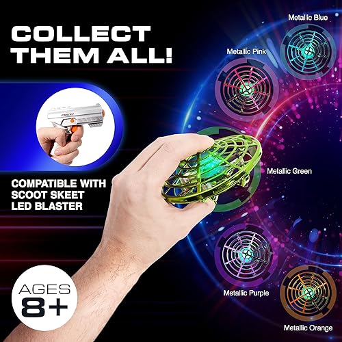 Miniatura 6 de Force1 Scoot Skeet Dron, juego de disparos electrónico para niños (solo dron), dron de mano para niños compatible con Scoot Skeet LED Blaster Gun,