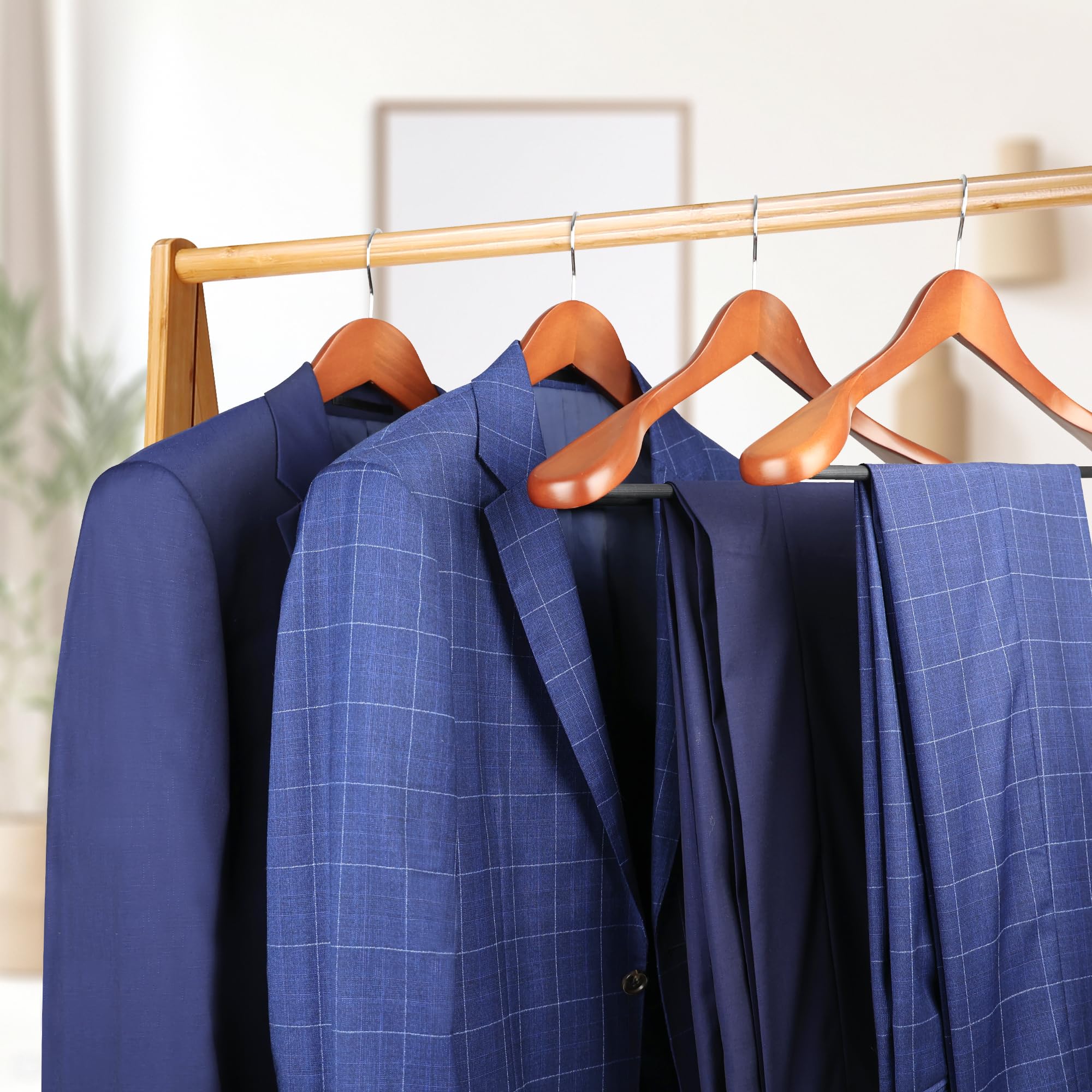 Kleiderbügel aus Holz, 8 Stück, Hosenbügel, extra breite Schulter-Holzbügel für schwere Mäntel, Pullover, Rock, Anzug, Hosen, Retro-Finish (Walnuss)